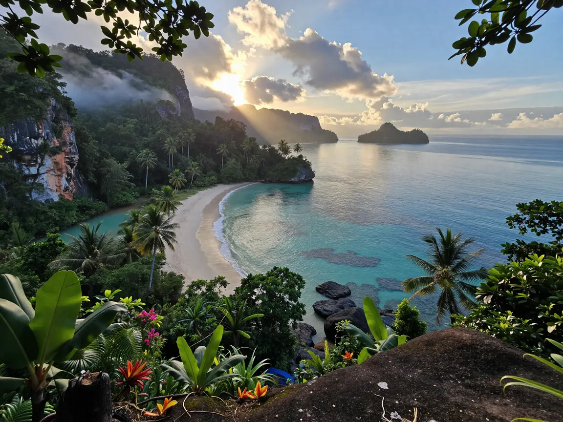 Tropical landscape generated locally with 65West AI Image Generator
